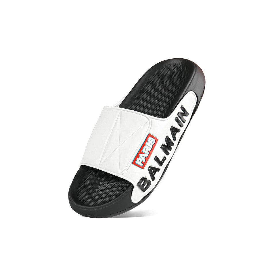 Paris Balmain Black and White Slide Flip Flop