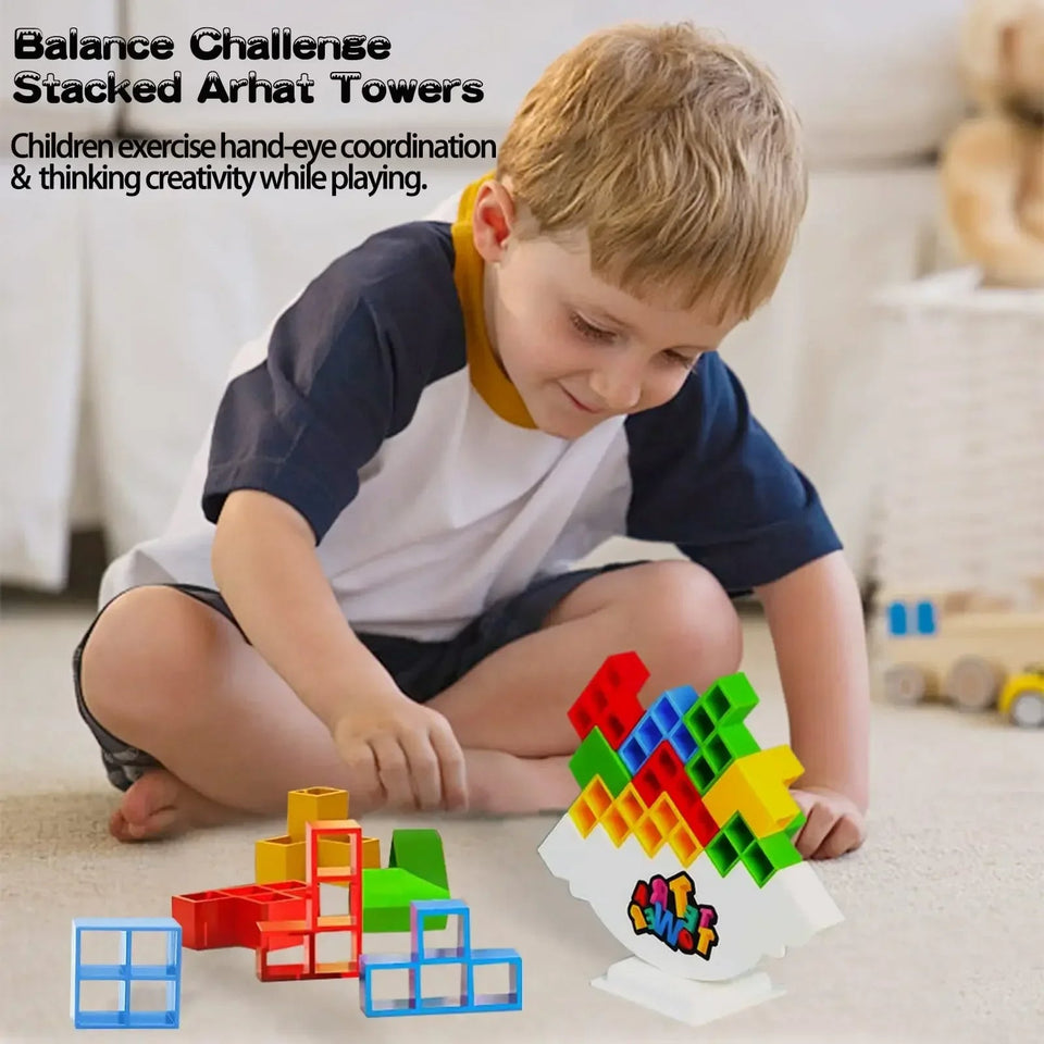 3D Tetra Tower Game Stacking Stack Building Blocks Board Game for Kids, Adults, Friends