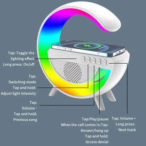 Shaped Wireless Charger Bluetooth Speaker Colorful Atmosphere Lamp