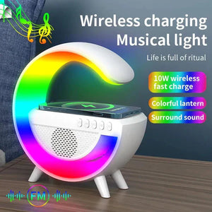 Shaped Wireless Charger Bluetooth Speaker Colorful Atmosphere Lamp